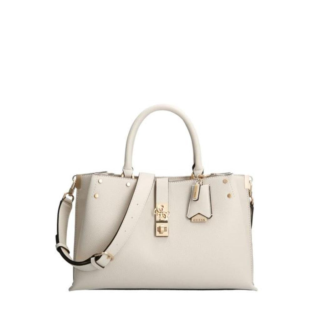 Guess Albury White Synthetic Leather Handbag for Women — Luxury Designer Bag (31.5x22x13.5 cm).